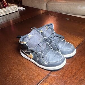 Kids Black and Gold High-Top Sneakers no box